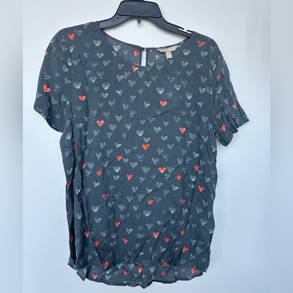 banana republic heart print blouse